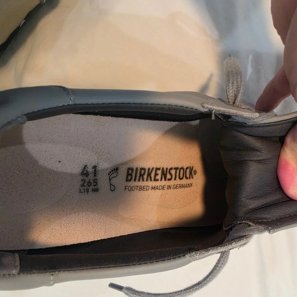 Birkenstock Bend Low Sneakers Mens Grey Leather Excellent Cork Midsole